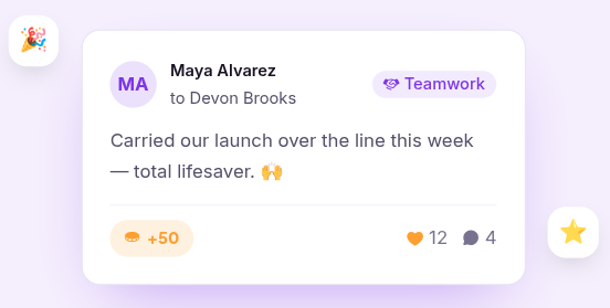 Peer recognition in seconds